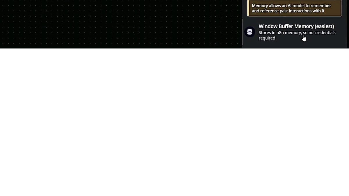Screenshot: Window Buffer Memory connected — the session ID is taken from the chat trigger automatically.